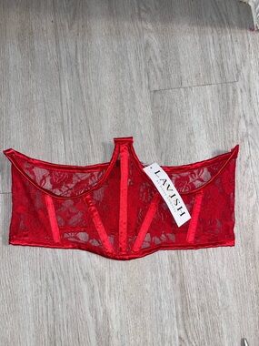 Daisy Corsets Red Lace Bustier Crop Top